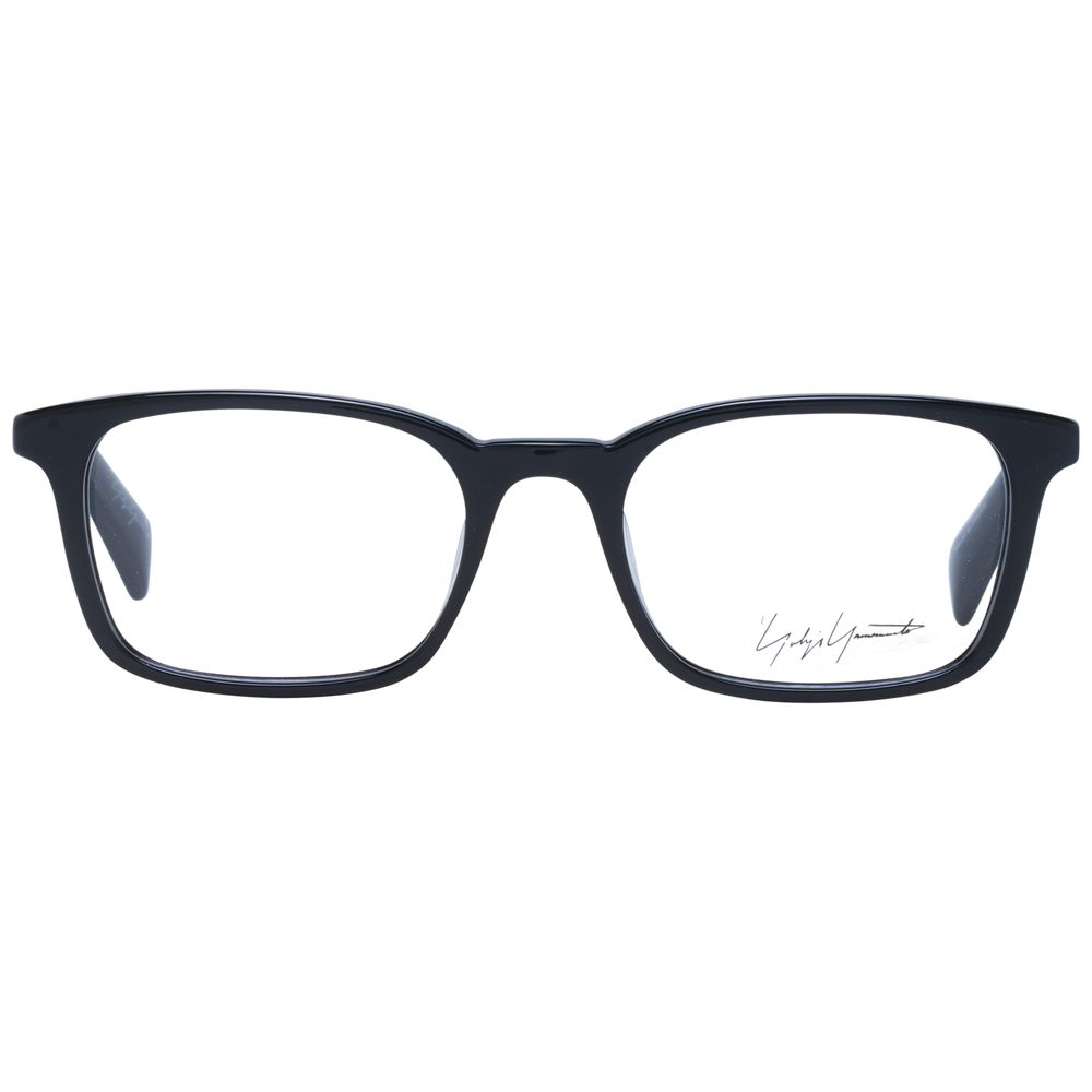 Eyeglasses Frames by Yohji Yamamoto for unisex in acetate and black showcases an refined full-frame frame design featuring a sophisticated black coloured frame for an refined and refined aesthetic.