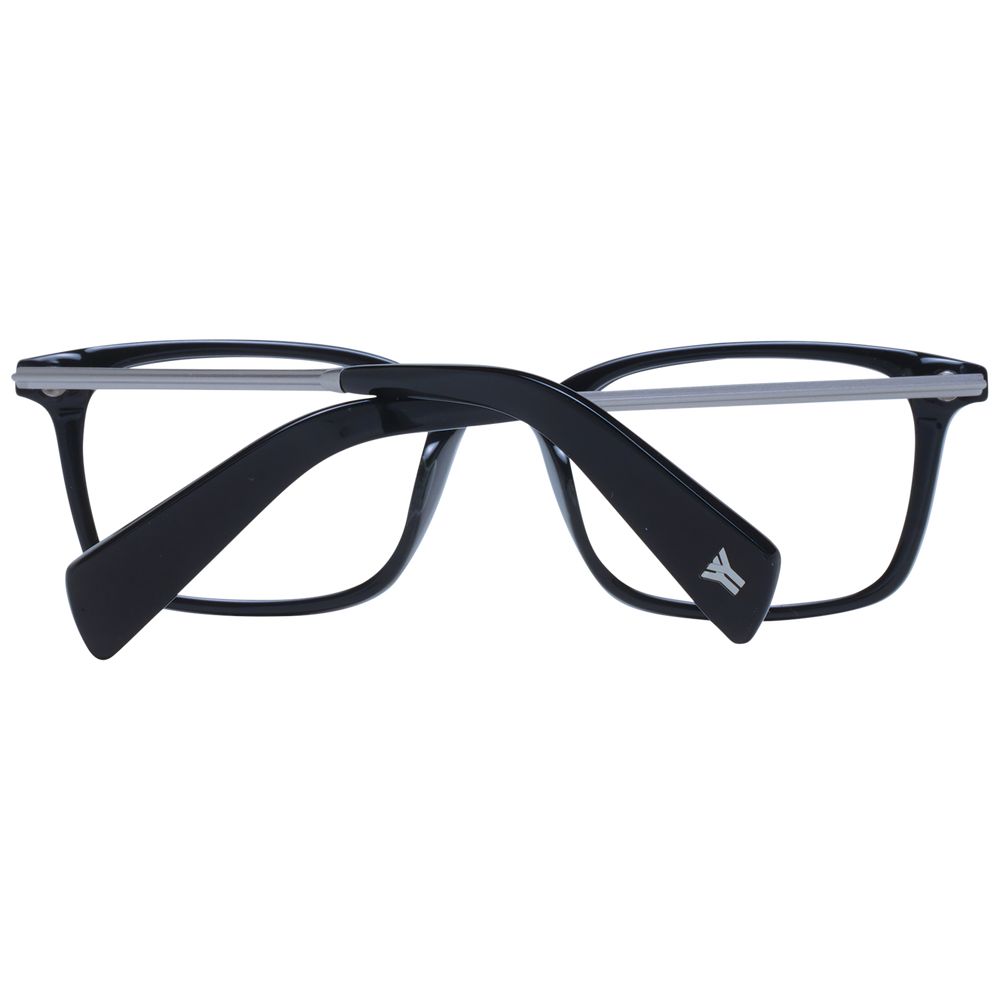 Eyeglasses Frames by Yohji Yamamoto for unisex in acetate black features a refined silhouette, showcasing a refined black coloured frame and full-frame frame design for a sophisticated, premium look.