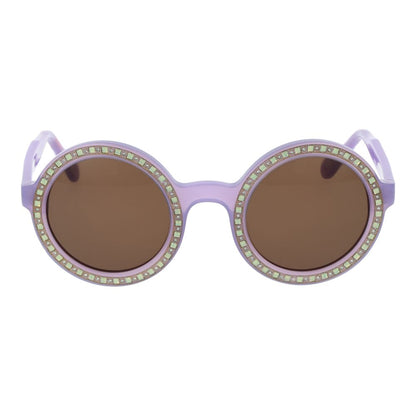 This Sunglasses by Andy Wolf for unisex in acetate purple presents a sumptuous silhouette, showcasing a sumptuous full-rim round frame design in purple coloured frame and high-performance non-polarized category-3-dark-tint lens.