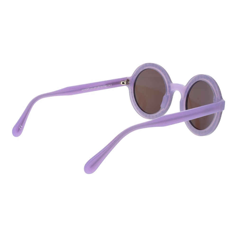 Sunglasses by Andy Wolf for unisex in acetate purple showcases a ethereal silhouette, featuring purple coloured frame full-rim round frame design with non-polarized category-3-dark-tint lens for a ethereal finish.