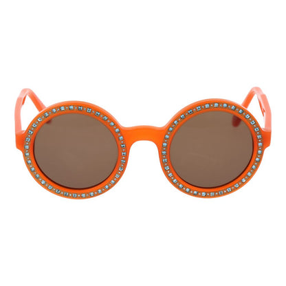 Sunglasses by Andy Wolf for unisex in acetate orange features an lustrous full-rim round frame design with orange coloured frame detailing and non-polarized category-3-dark-tint lens for a lustrous aesthetic.