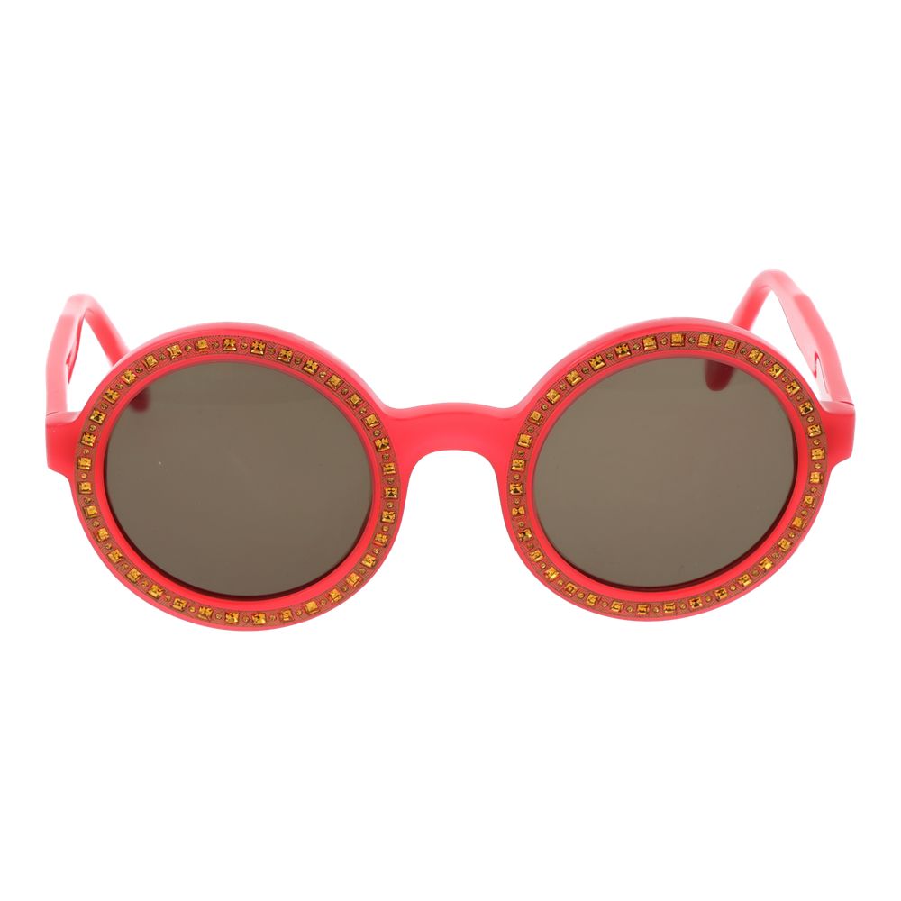 Sunglasses by Andy Wolf for unisex in acetate and red presents a sumptuous silhouette, featuring red coloured frame and full-rim round frame design with non-polarized category-3-dark-tint lens for a sumptuous look.
