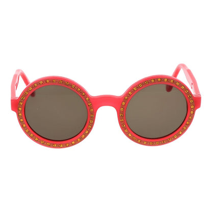 Sunglasses by Andy Wolf for unisex in acetate and red presents a sumptuous silhouette, featuring red coloured frame and full-rim round frame design with non-polarized category-3-dark-tint lens for a sumptuous look.