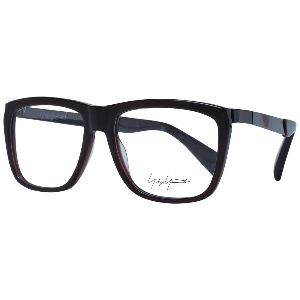 Eyeglasses Frames by Yohji Yamamoto for unisex in acetate brown features an refined silhouette, showcasing a sophisticated brown coloured frame and refined full-frame frame design for a refined look.