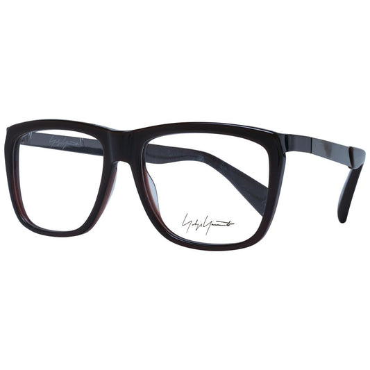 Eyeglasses Frames by Yohji Yamamoto for unisex in acetate brown features an refined silhouette, showcasing a sophisticated brown coloured frame and refined full-frame frame design for a refined look.
