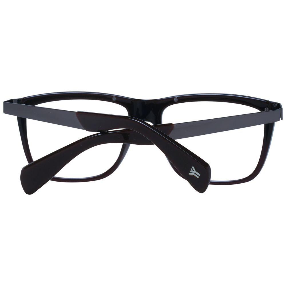 Eyeglasses Frames by Yohji Yamamoto for unisex in brown showcases a reflective silhouette, artfully incorporating a sophisticated brown coloured frame with a distinct full-frame frame design.