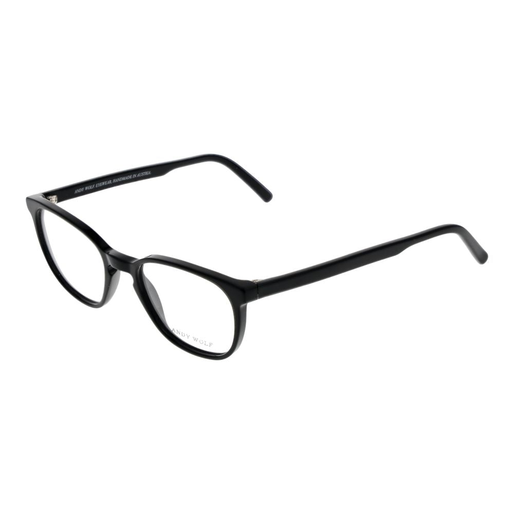 Eyeglasses Frames by Andy Wolf for unisex in acetate black showcases a reflective silhouette, artfully incorporating a sophisticated black coloured frame with a distinct full-frame frame design.