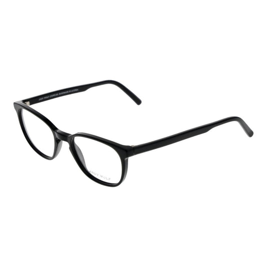 Eyeglasses Frames by Andy Wolf for unisex in acetate black showcases a reflective silhouette, artfully incorporating a sophisticated black coloured frame with a distinct full-frame frame design.