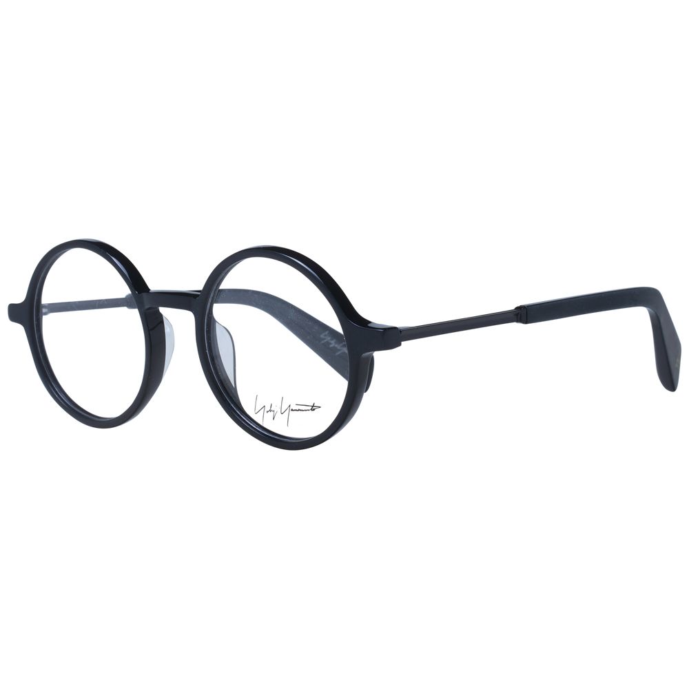 Eyeglasses Frames by Yohji Yamamoto for unisex in acetate black features a refined silhouette, showcasing a refined black coloured frame and full-frame frame design for a sophisticated, premium look.