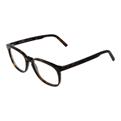 Eyeglasses Frames by Andy Wolf for unisex in acetate brown showcases a reflective silhouette, artfully incorporating a sophisticated brown coloured frame with a distinct full-frame frame design.
