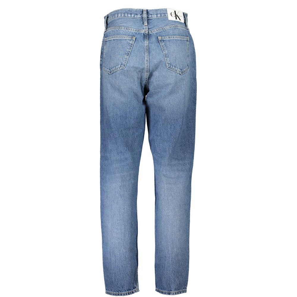 Jeans by Calvin Klein for women in cotton blue features an refined tailoring silhouette, showcasing a premium mom with a and long cut for a refined tailoring look.