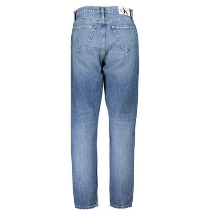 Jeans by Calvin Klein for women in cotton blue features an refined tailoring silhouette, showcasing a premium mom with a and long cut for a refined tailoring look.
