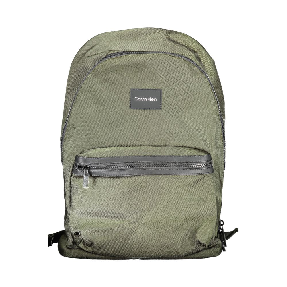 Backpack by Calvin Klein for men in polyester green showcases a stately Polyester Backpack design, featuring a secure zipper with stately built-in-compartments, external-pockets, internal-pockets & laptop-compartment and versatile backpack-strap, adjustable-strap & handle.