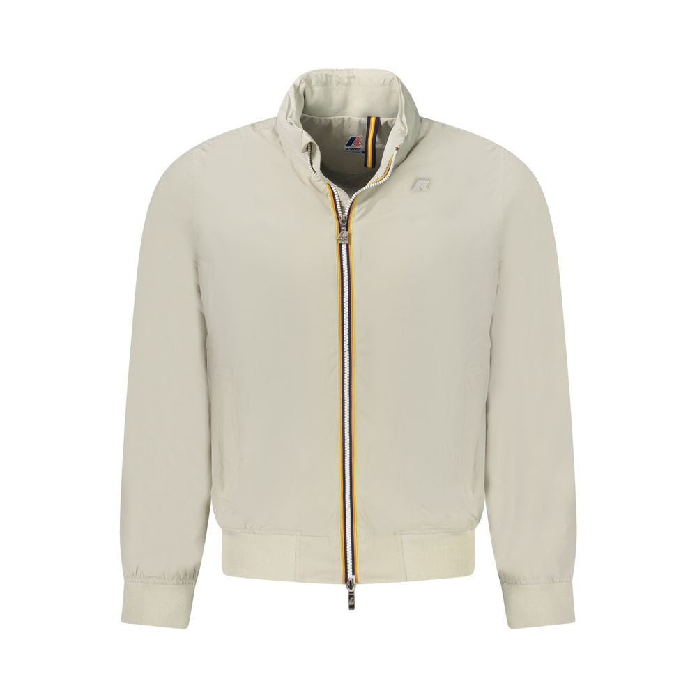 Hooded Bomber Jacket by K-WAY for men in nylon beige presents a effortlessly chic silhouette, showcasing a sophisticated hooded neckline and premium water-resistant, pockets & hooded for a truly effortlessly chic finish.