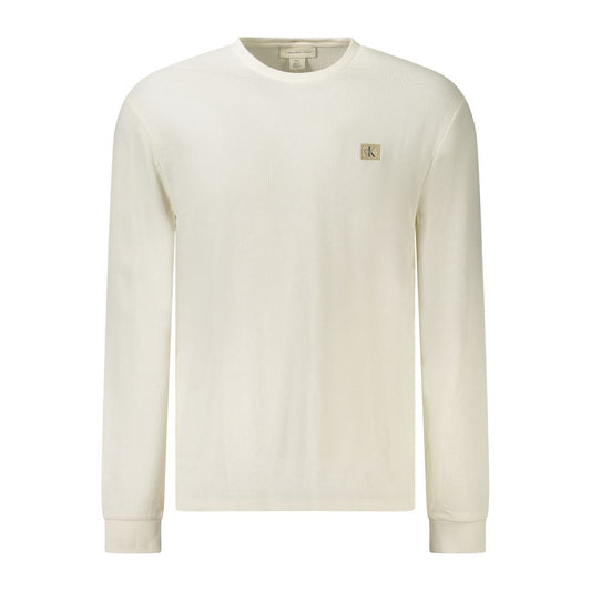 Sweatshirt by Calvin Klein for men in cotton polyester white features an provocated silhouette, detailed with a provocated and a refined crew neckline for a sophisticated aesthetic.