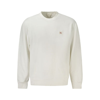 Sweatshirt by Calvin Klein for men in cotton polyester white presents a smart casual silhouette, featuring a smart casual wrap crew neckline and long-sleeve for a sophisticated look.