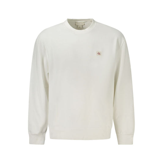 Sweatshirt by Calvin Klein for men in cotton polyester white presents a smart casual silhouette, featuring a smart casual wrap crew neckline and long-sleeve for a sophisticated look.