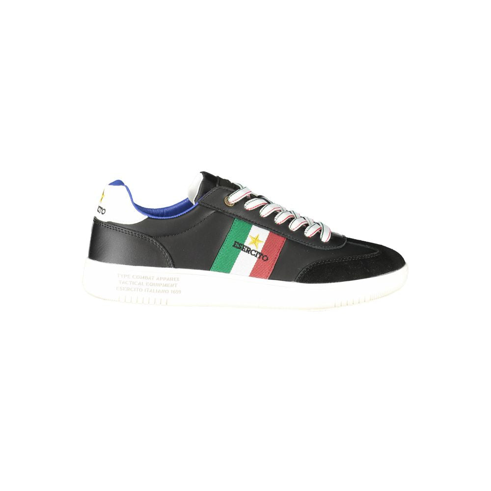 Esercito 1659 Men's Fashion Polyester Polyethylene Leather Sneakers - Black Print