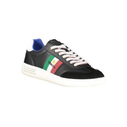 Esercito 1659 Men's Fashion Polyester Polyethylene Leather Sneakers - Black Print