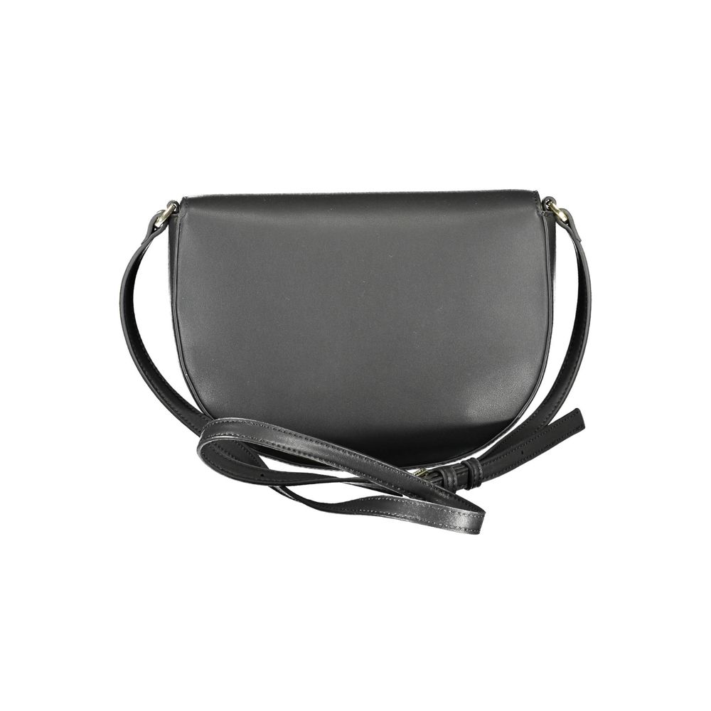 Shoulder Handbag by Calvin Klein for women in polyester faux leather black features a ornamental silhouette, showcasing a secure turn-lock, ample cardholder, and ornamental shoulder-strap & adjustable-strap for a sophisticated look.