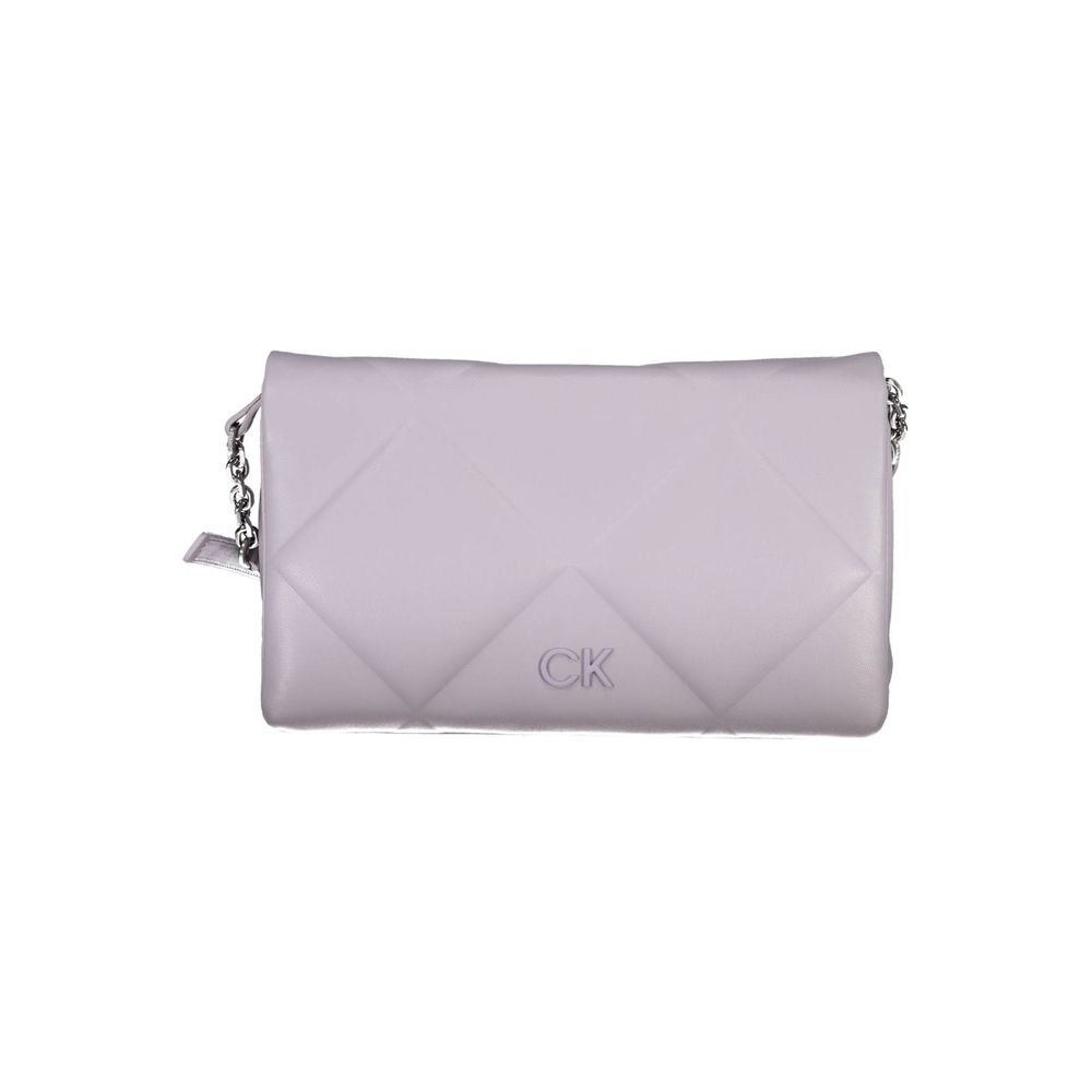 Crossbody Quilted Handbag by Calvin Klein for women in polyester faux leather purple features a signature silhouette, showcasing a secure clip and signature built-in-compartments & internal-pockets with versatile crossbody-strap, shoulder-strap & adjustable-strap for a sophisticated look.