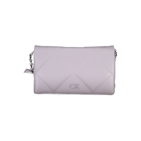 Crossbody Quilted Handbag by Calvin Klein for women in polyester faux leather purple features a signature silhouette, showcasing a secure clip and signature built-in-compartments & internal-pockets with versatile crossbody-strap, shoulder-strap & adjustable-strap for a sophisticated look.