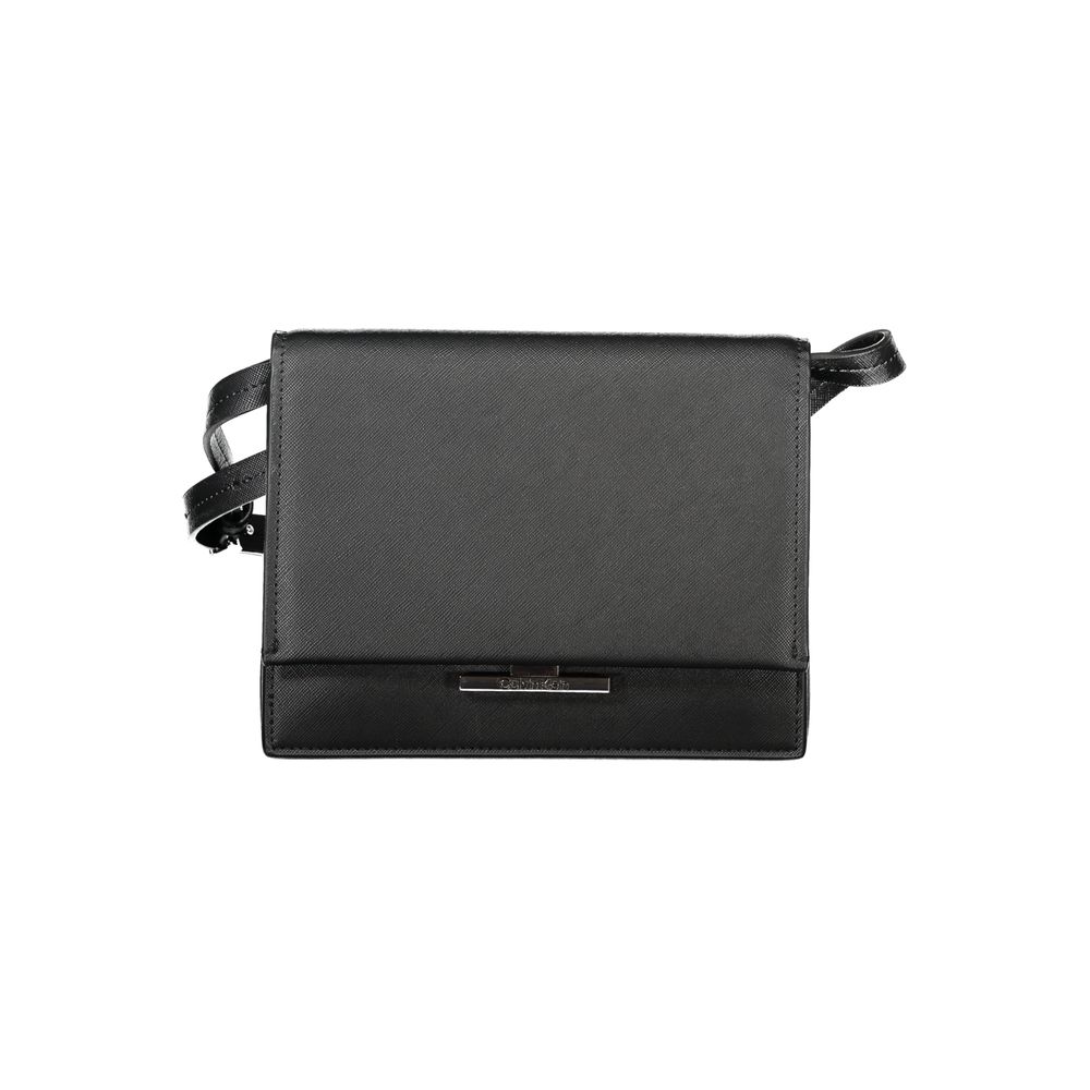 2-in-1 Shoulder & Crossbody Handbag by Calvin Klein for women in polyethylene faux leather black features a refined silhouette, showcasing a secure snap, organized built-in-compartments & internal-pockets, and versatile crossbody-strap, shoulder-strap & adjustable-strap for a refined finish.