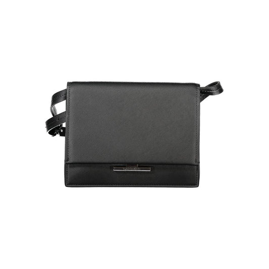 2-in-1 Shoulder & Crossbody Handbag by Calvin Klein for women in polyethylene faux leather black features a refined silhouette, showcasing a secure snap, organized built-in-compartments & internal-pockets, and versatile crossbody-strap, shoulder-strap & adjustable-strap for a refined finish.