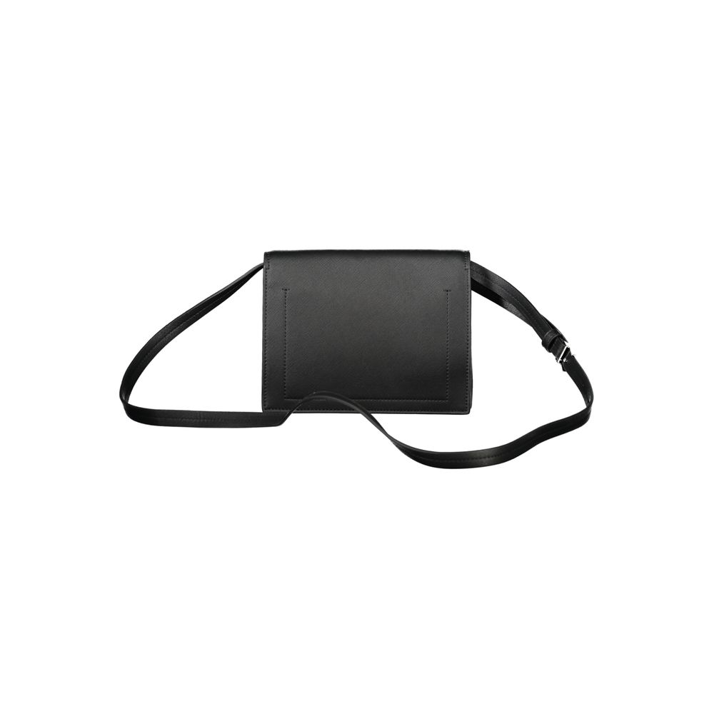 2-in-1 Shoulder & Crossbody Handbag by Calvin Klein for women in polyethylene faux leather black features a ornamental silhouette, showcasing a secure snap, ample built-in-compartments & internal-pockets, and ornamental crossbody-strap, shoulder-strap & adjustable-strap for a sophisticated look.