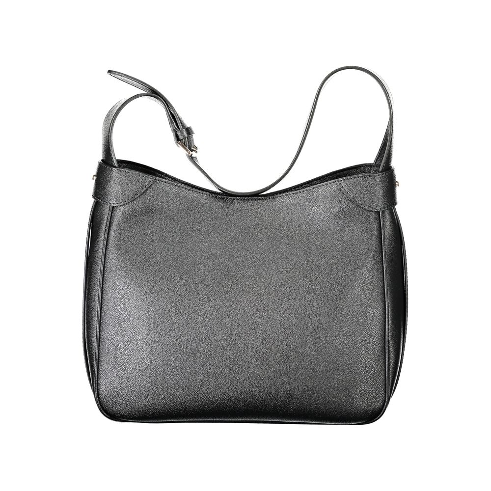 Handbag by Guess Jeans for women in polyethylene black presents a ornamental silhouette, showcasing a secure snap, ample internal-pockets, and versatile adjustable-strap & handle for a ornamental finish.