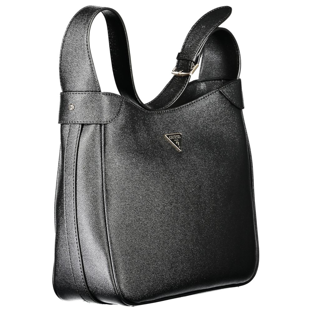 This Handbag by Guess Jeans for women in polyethylene and black presents a sculptural silhouette featuring a secure snap, ample internal-pockets, and versatile adjustable-strap & handle for a sculptural finish.