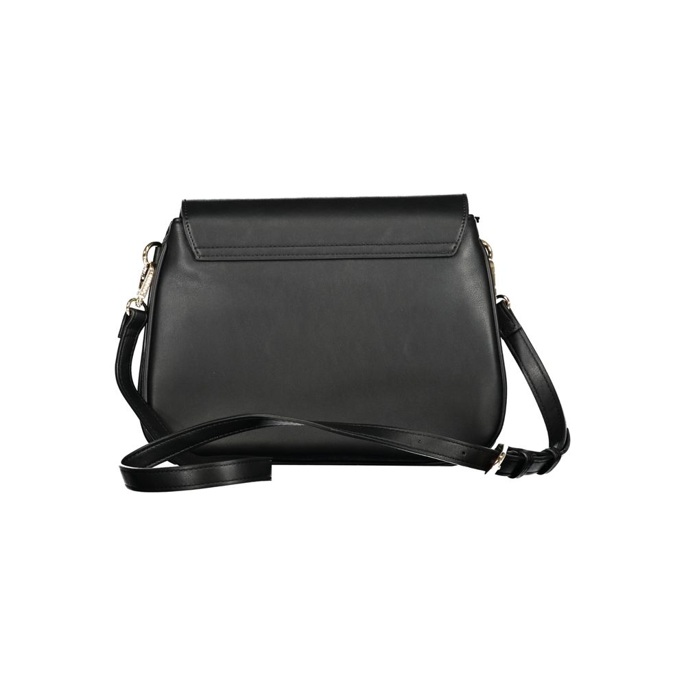 Handbag by Mario Valentino for women in polyethylene black features an refined silhouette, showcasing a secure zipper, ample built-in-compartments & internal-pockets, and versatile shoulder-strap & adjustable-strap for a sophisticated refined aesthetic.