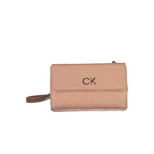 Crossbody Handbag by Calvin Klein for women in polyester faux leather pink, jacquard & signature features a exquisite silhouette, showcasing a secure snap & zipper and exquisite built-in-compartments & cardholder with versatile crossbody-strap & adjustable-strap for a exquisite finish.