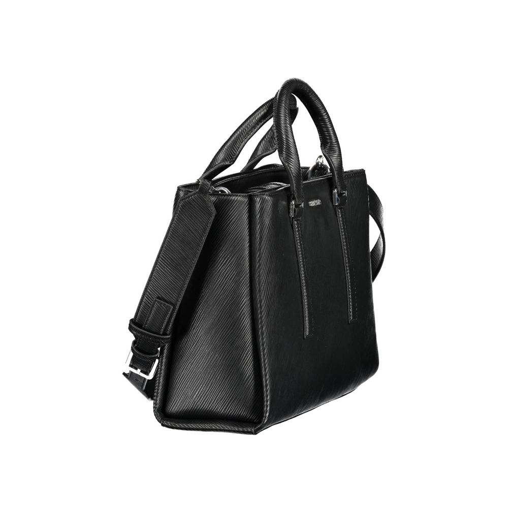 Satchel Handbag by Calvin Klein for women in polyester black features a exquisite silhouette, showcasing a secure clip and exquisite with versatile shoulder-strap, adjustable-strap & handle for a exquisite finish.