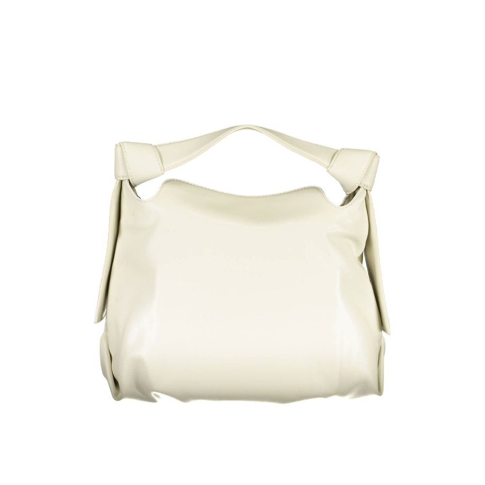 Shoulder Convertible Handbag by Calvin Klein for women in polyester faux leather beige features a exquisite silhouette with a secure snap, ample internal-pockets, and versatile shoulder-strap, handle & adjustable-strap for a exquisite look.