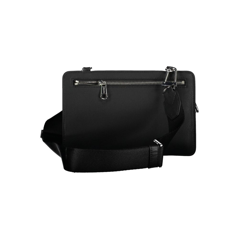 Shoulder Bag by Calvin Klein for men in polyester black features an effortlessly chic silhouette with a secure zipper, ample external-pockets, and versatile shoulder-strap & adjustable-strap for effortlessly chic everyday luxury.