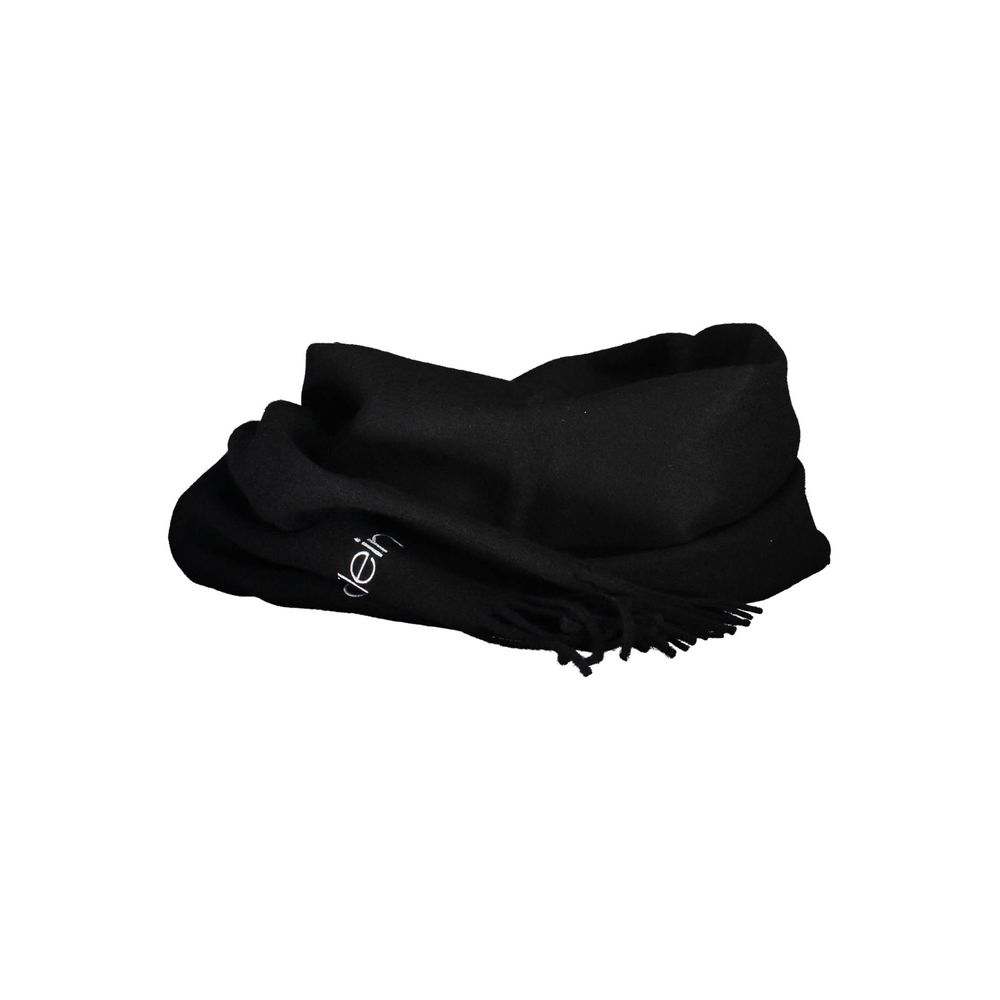 Scarf by Calvin Klein for men in polyester black showcases a ethereal silhouette, artfully capturing the essence of the ethereal Polyester Scarf design for a sophisticated look.