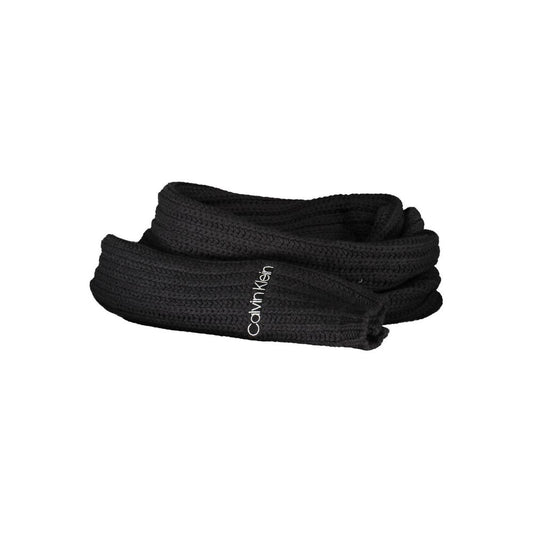 Scarf by Calvin Klein for women in cotton black showcases a ethereal silhouette, artfully capturing the ethereal essence of the Cotton Scarf design with a sophisticated finish.