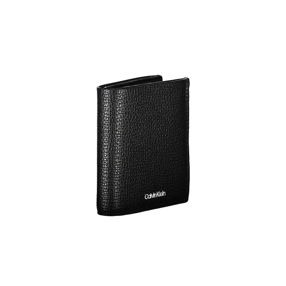 Wallet by Calvin Klein for men in leather black showcases a refined silhouette, artfully capturing the essence of the refined Leather Wallet design with functional rfid-protection coin-purse.