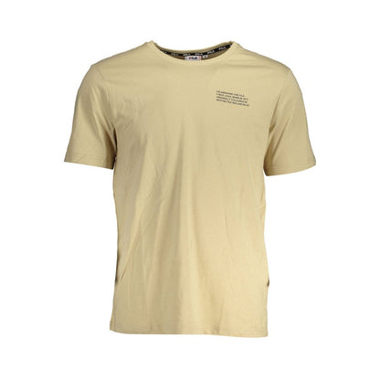 T-Shirt by Fila for men in cotton beige showcases a fashionable silhouette, elegantly detailed with a fashionable short-sleeve and round neckline for a sophisticated, high-fashion look.