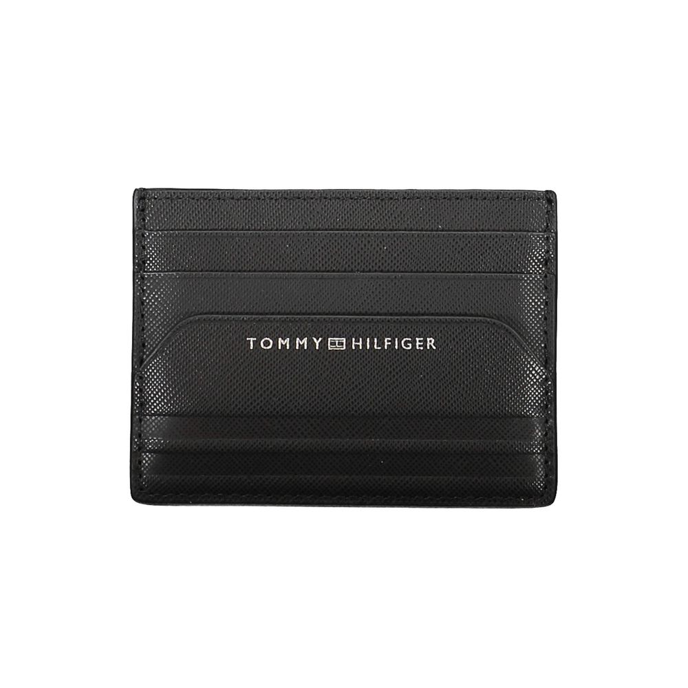 Cardholder Wallet by Tommy Hilfiger for men in leather black & print features a streamlined silhouette, showcasing the streamlined Leather Cardholder Wallet design with sophisticated card-organization for a premium look.