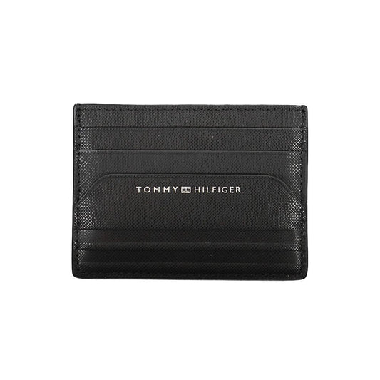 Cardholder Wallet by Tommy Hilfiger for men in leather black & print features a streamlined silhouette, showcasing the streamlined Leather Cardholder Wallet design with sophisticated card-organization for a premium look.