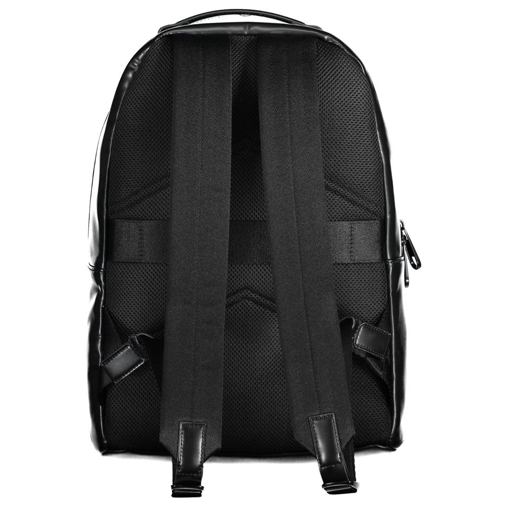 Backpack by Calvin Klein for men in polyester black showcases an architectural Polyester Backpack design, featuring a secure zipper, ample built-in-compartments & internal-pockets, and architectural handle, backpack-strap & adjustable-strap for a sophisticated look.