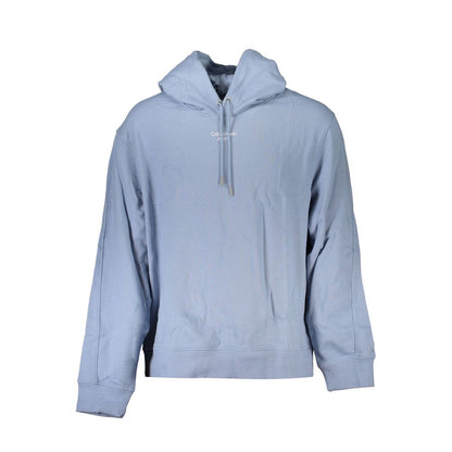 Hooded Sweatshirt Sweater by Calvin Klein for men in cotton blue features an tactile silhouette, showcasing a sophisticated hooded neckline and tactile for a refined finish.