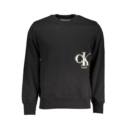Sweatshirt Sweater by Calvin Klein for men in cotton black showcases a discreet silhouette, finished with a discreet round neckline and long-sleeve for a discreet look.