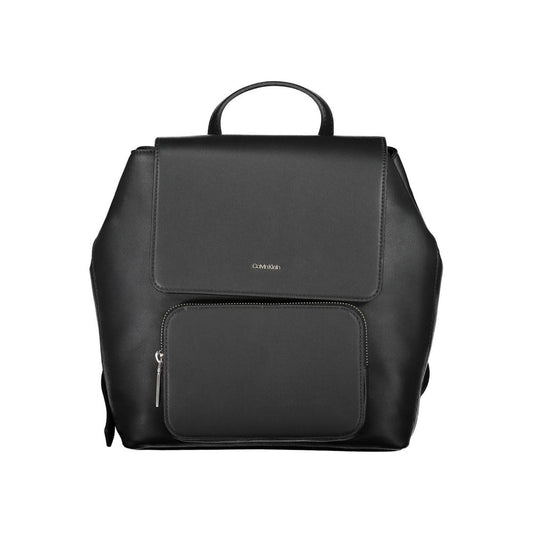Backpack by Calvin Klein for women in polyester faux leather black presents a stately Polyester Faux Leather Backpack design, showcasing a secure zipper with ample external-pockets & internal-pockets and versatile backpack-strap, adjustable-strap & handle for a stately finish.