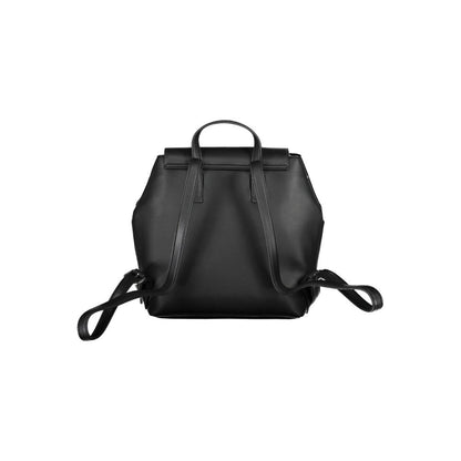 Backpack by Calvin Klein for women in polyester faux leather black showcases a stately Polyester Faux Leather Backpack design, featuring a secure zipper with stately external-pockets & internal-pockets and versatile backpack-strap, adjustable-strap & handle.