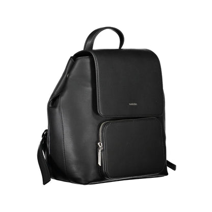 Backpack by Calvin Klein for women in polyester faux leather black features a architectural Polyester Faux Leather Backpack design with a secure zipper, ample external-pockets & internal-pockets, and versatile backpack-strap, adjustable-strap & handle for a architectural finish.