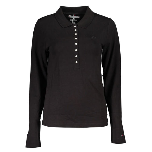 Polo Shirt by Tommy Hilfiger for women in cotton black showcases a sharp silhouette, detailed with a refined and sharp for a sophisticated finish.