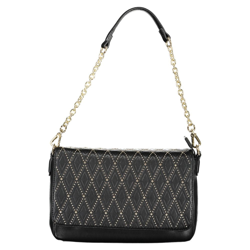 Handbag by Mario Valentino for women in polyethylene black features a refined silhouette, showcasing a secure snap & zipper, organized internal-pockets, and versatile shoulder-strap, adjustable-strap & handle for a refined finish.